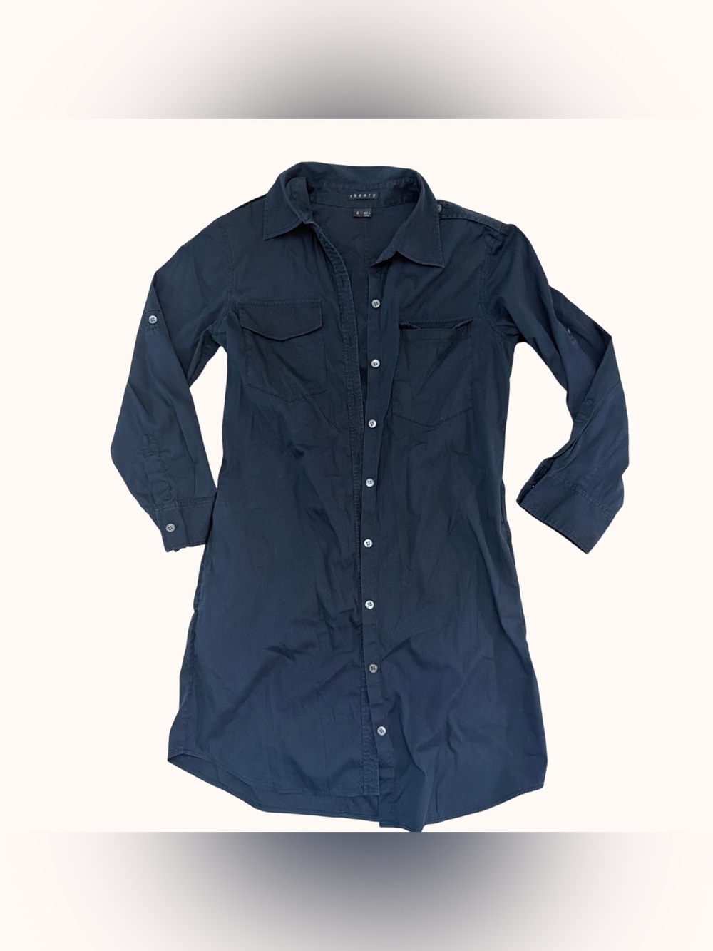Theory Men's Navy Button-Down Longline Shirt Dress